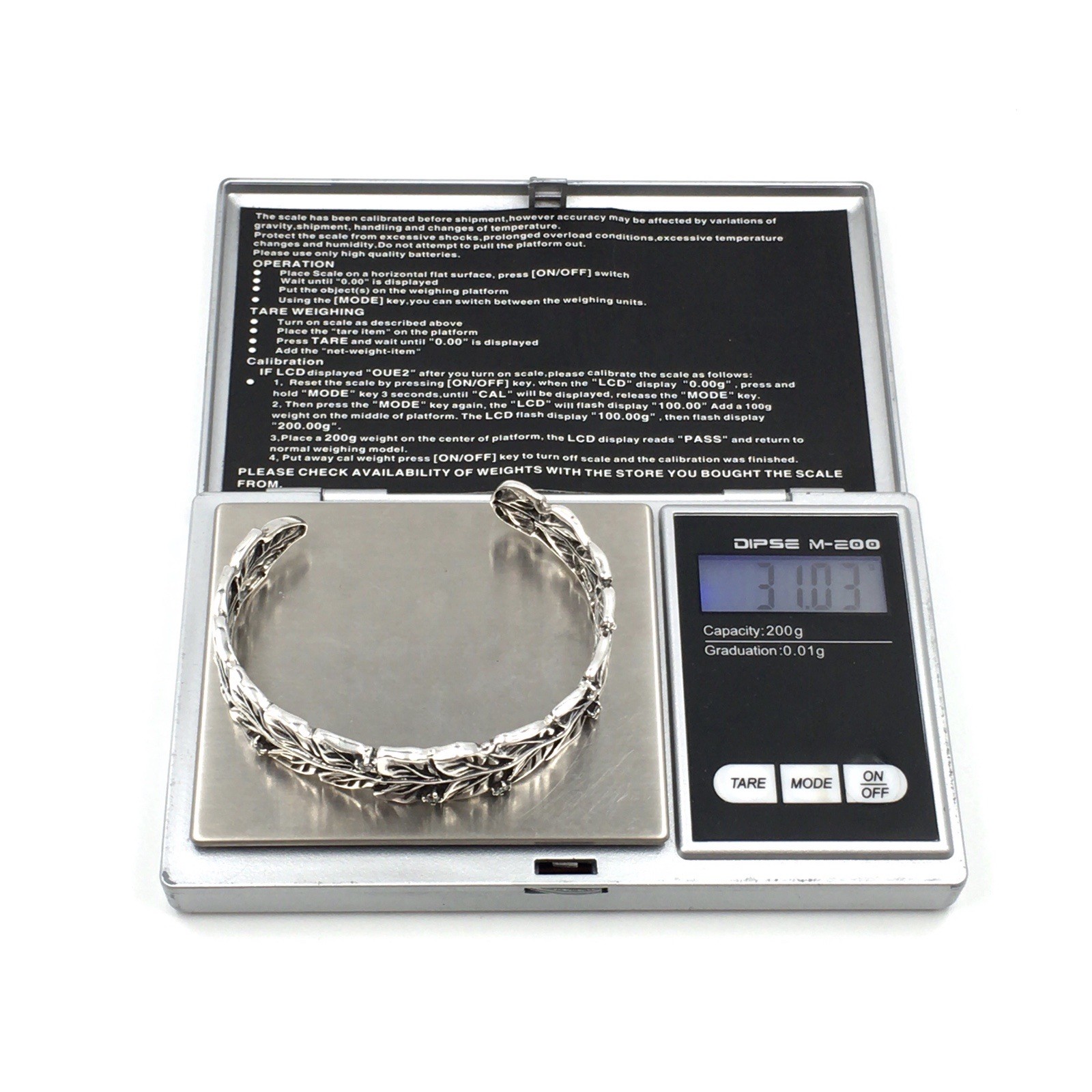 925 Silver Bangle 16mm Sterling Jewellery Bangle Flexible Bracelet Floral 31g