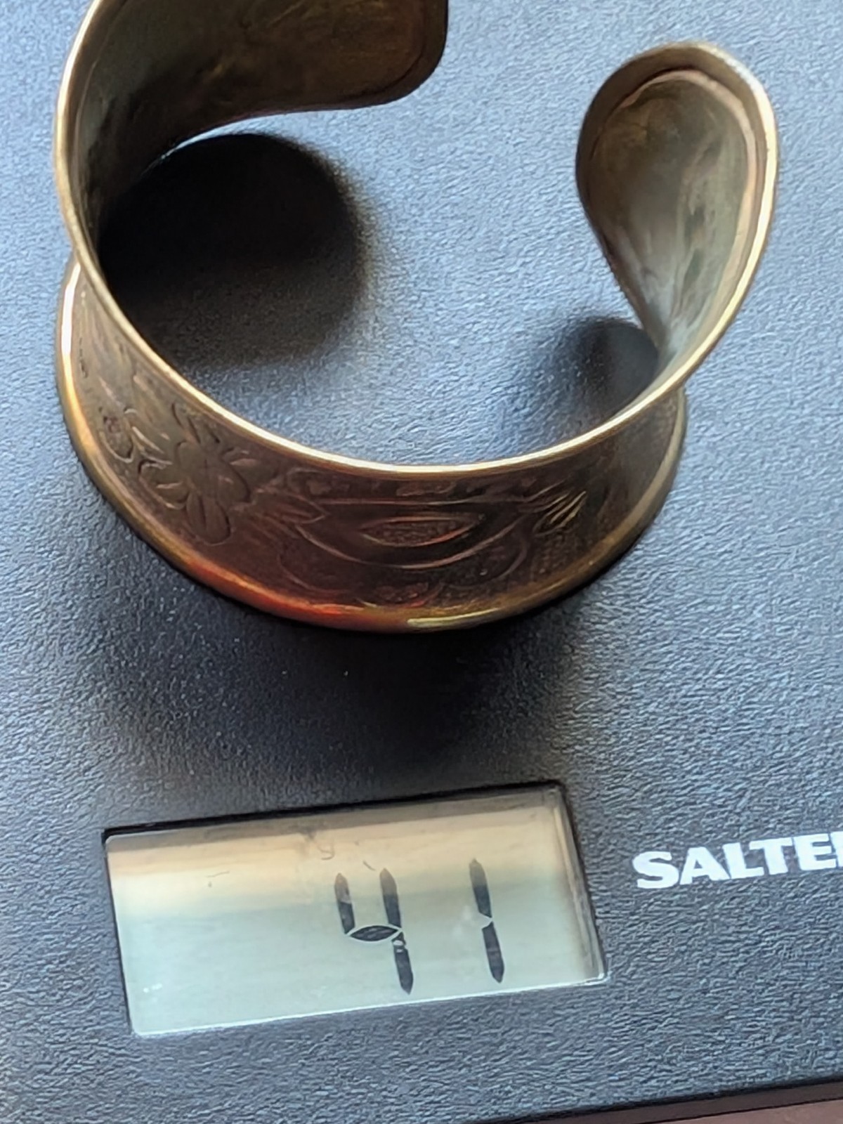Vintage Statement Ornate Open Wide Cuff Bracelet Brass Engraved 35-41mm Wide 41g