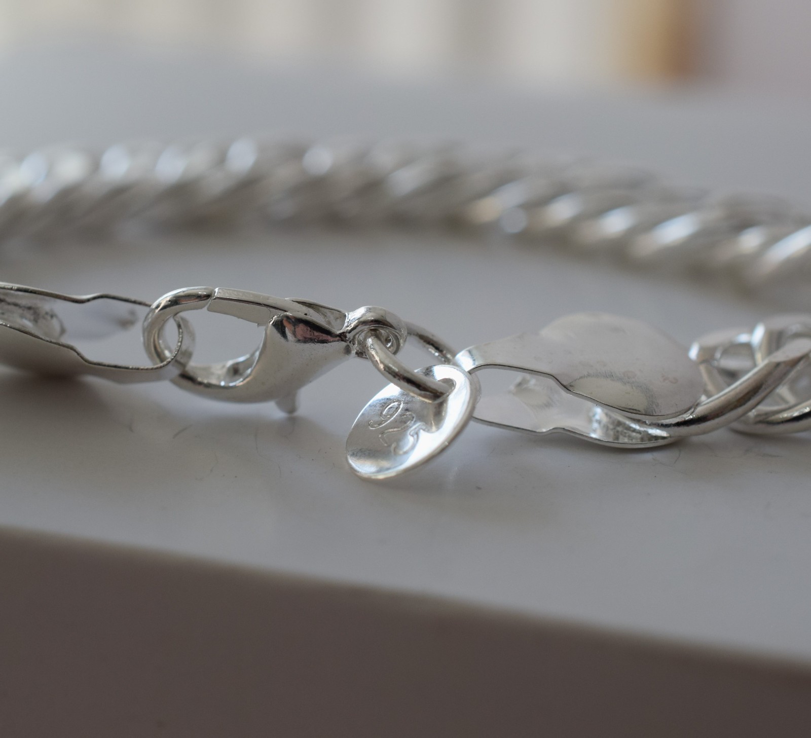 925 Sterling Silver Cuban Curb Bracelet 20cm + Gift Box