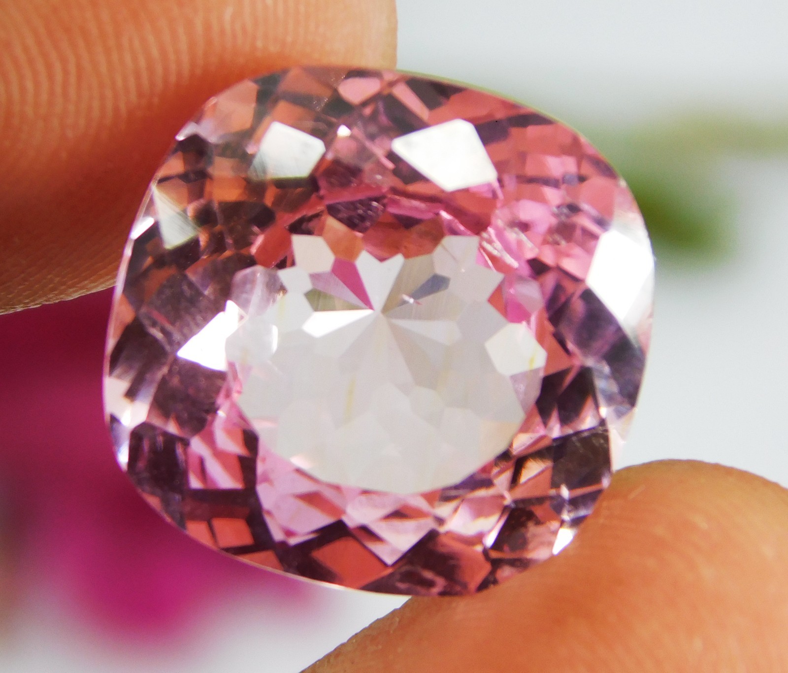 16.50 Ct Certified Natural Brazilian Pink Morganite Cushion Cut Fine Gemstone