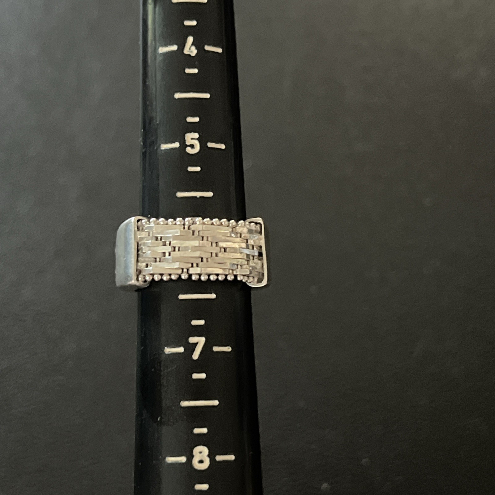 Vintage Milor Italy Basket Weave Brick Statement Wide Band Ring 925 Sterling 6