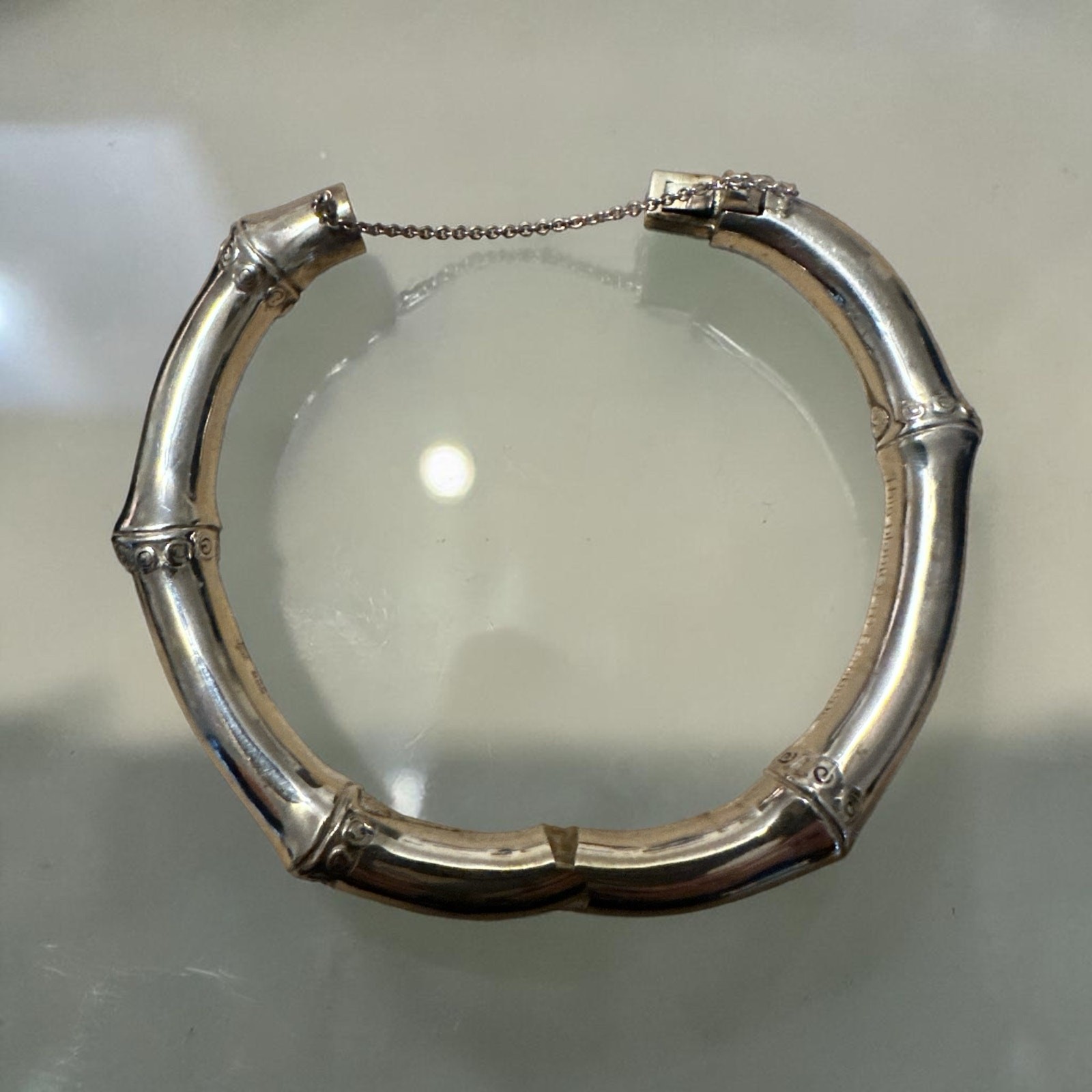 John Hardy Bamboo Bracelet 925 Sterling Silver Hinged Bali Artisan Luxury 9mm