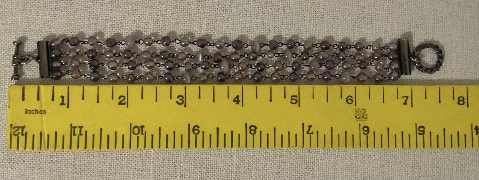 Unbranded 4 Strand Bracelet Mauve & Purple Multicolor 7″ Toggle Clasp