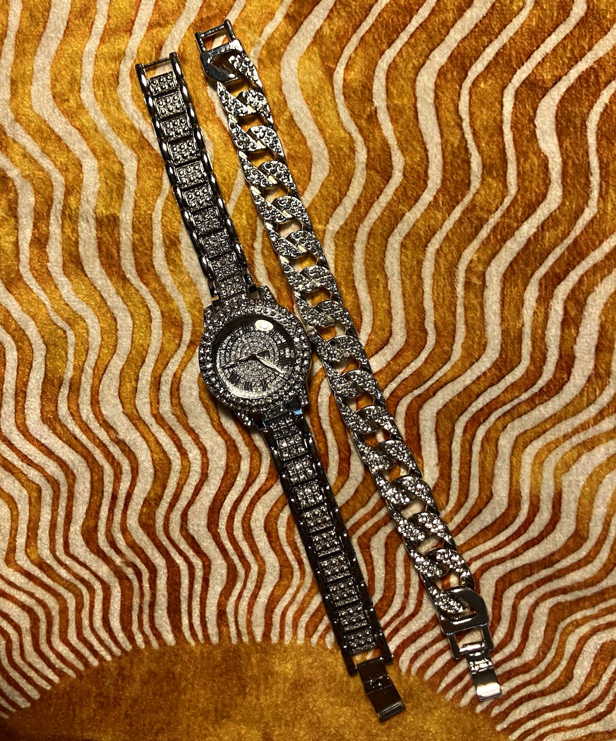 Woman’s Sparkling Silver Watch and Matching Bracelet
