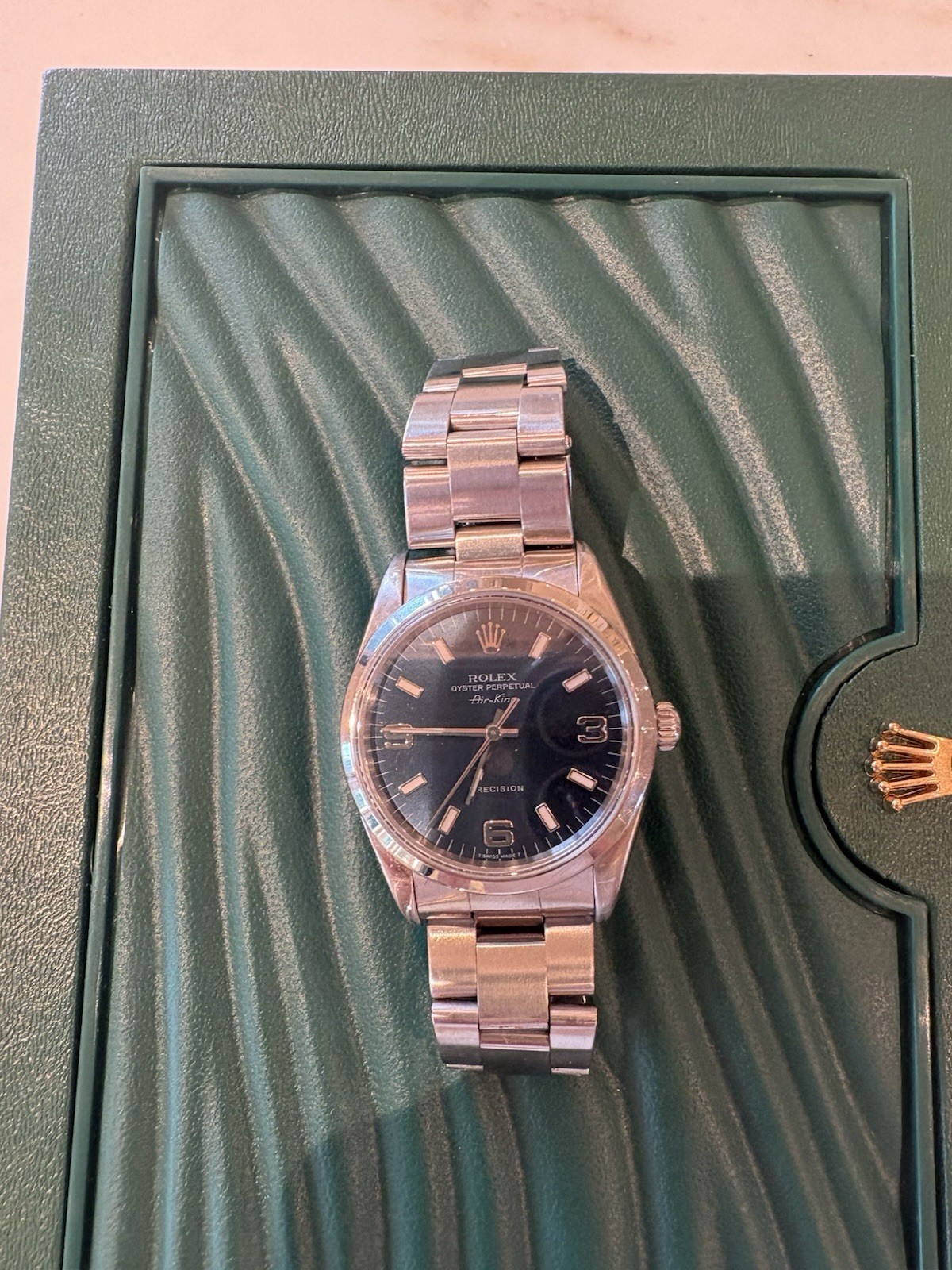 Rolex Air-King Oyster Perpetual Stainless Steel Rare Blue Arabic 14000