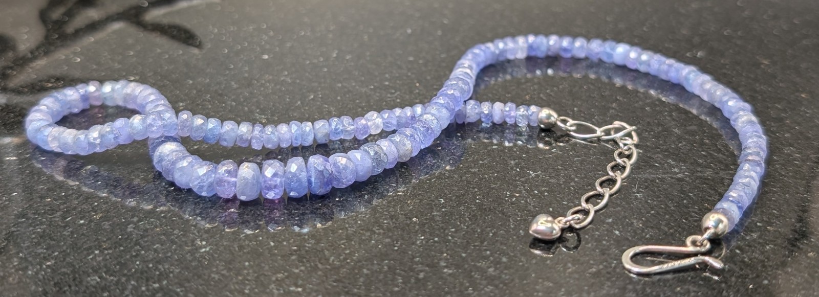 Jay King Mine Finds Sterling Tanzanite Beaded Necklace DTR Adjustable