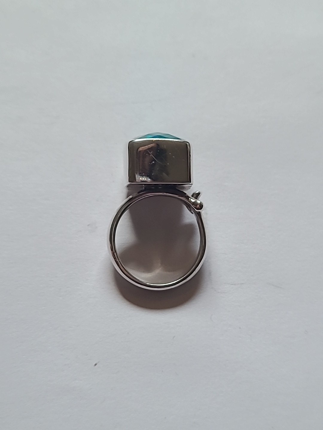 Stunning Sajen Sterling Silver Faceted Blue Ocean Quartz Gemstone Ring Size 6.5
