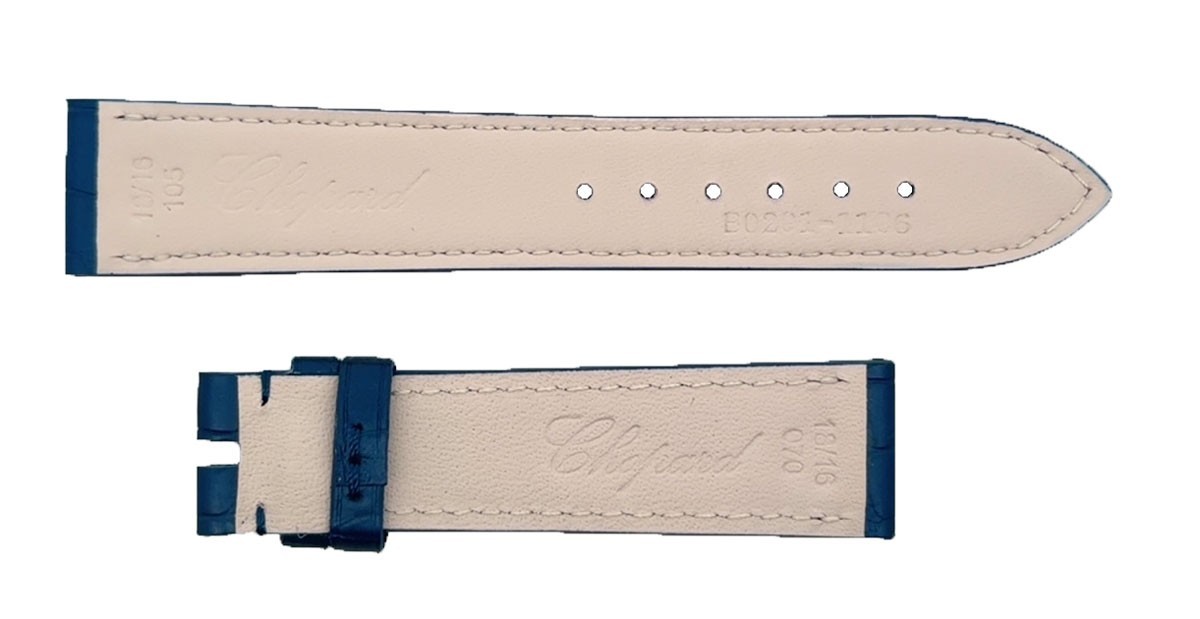 Chopard 18mm x 16mm Blue Shiny Alligator Watch Band B021-1106