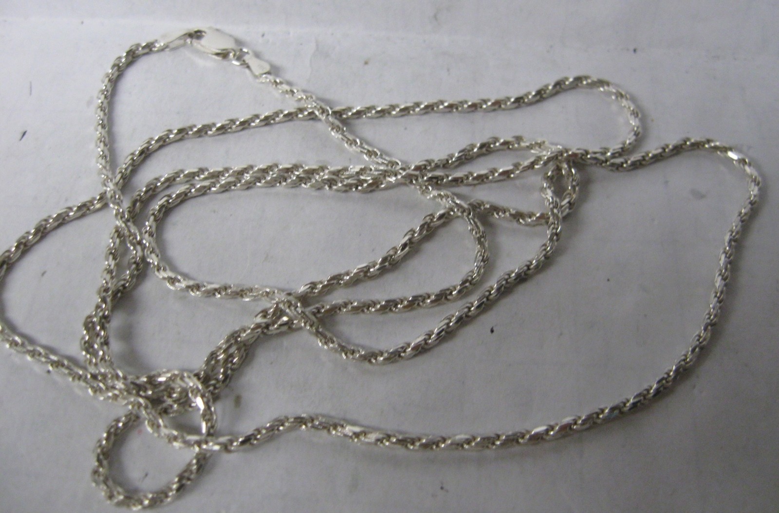 LONG STERLING SILVER 36″ DIAMOND CUT ROPE 2MM NECKLACE CHAIN 15.4 GRAMS