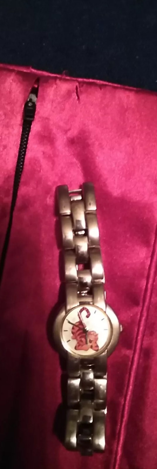 Vintage Disney Tigger SII Seiko Stainless Steel Silver Ladies Watch Flowers 7.5″