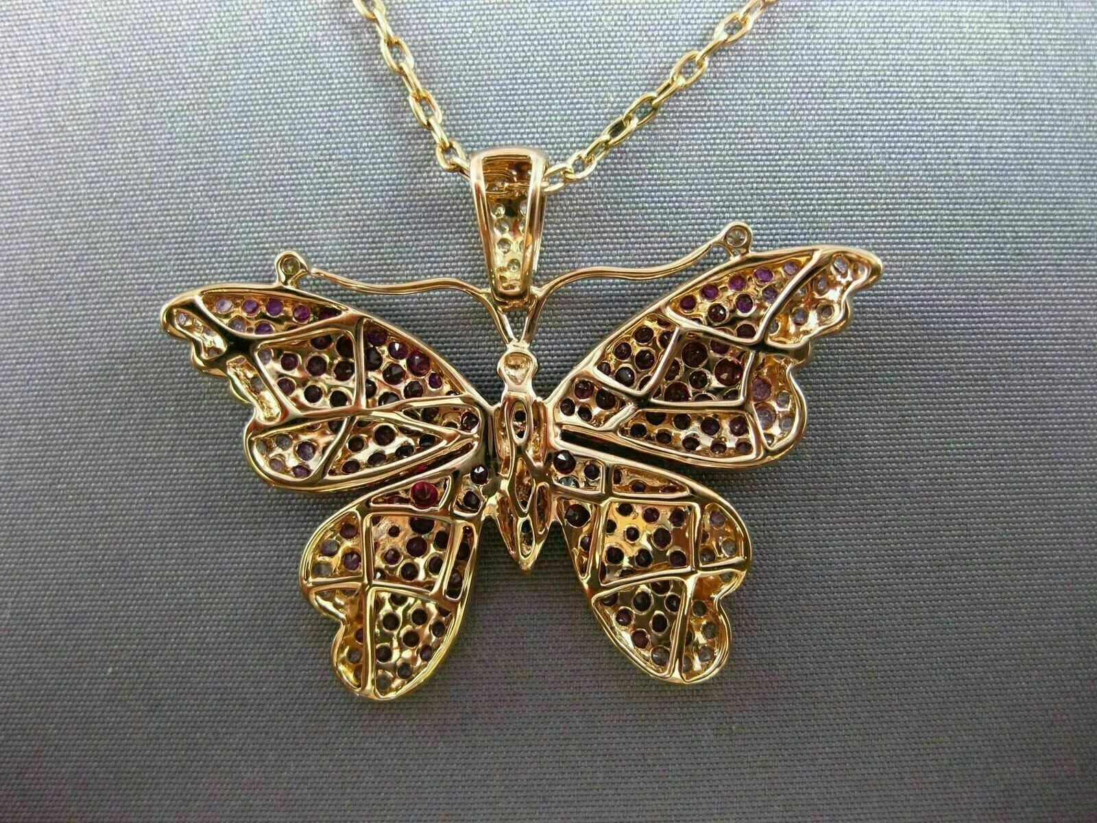 Round 3 Ct Simulated Pink Sapphire Butterfly Pendant Chain 14K Rose Gold Plated
