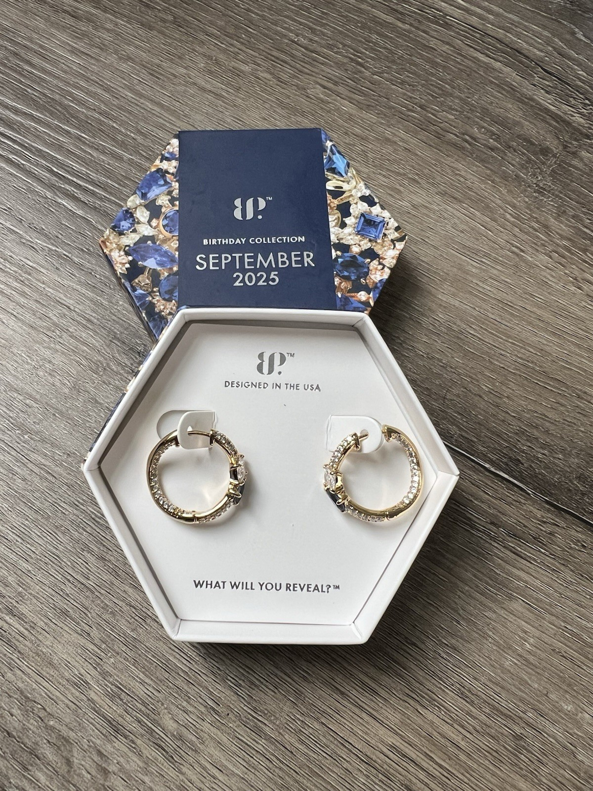 Bomb Party September sapphire gold hoop earrings Yours, If you can ER41203