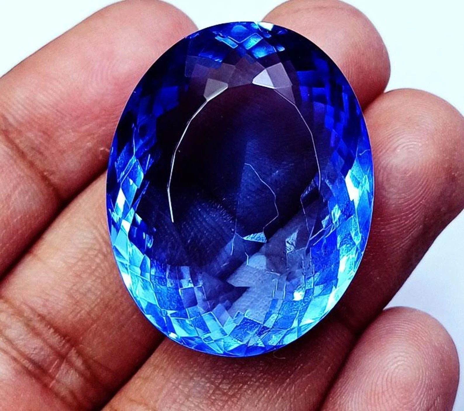 Certified 101.60 Ct AAA Blue Topaz Brazilian Oval Cut Loose Natural Gemstone