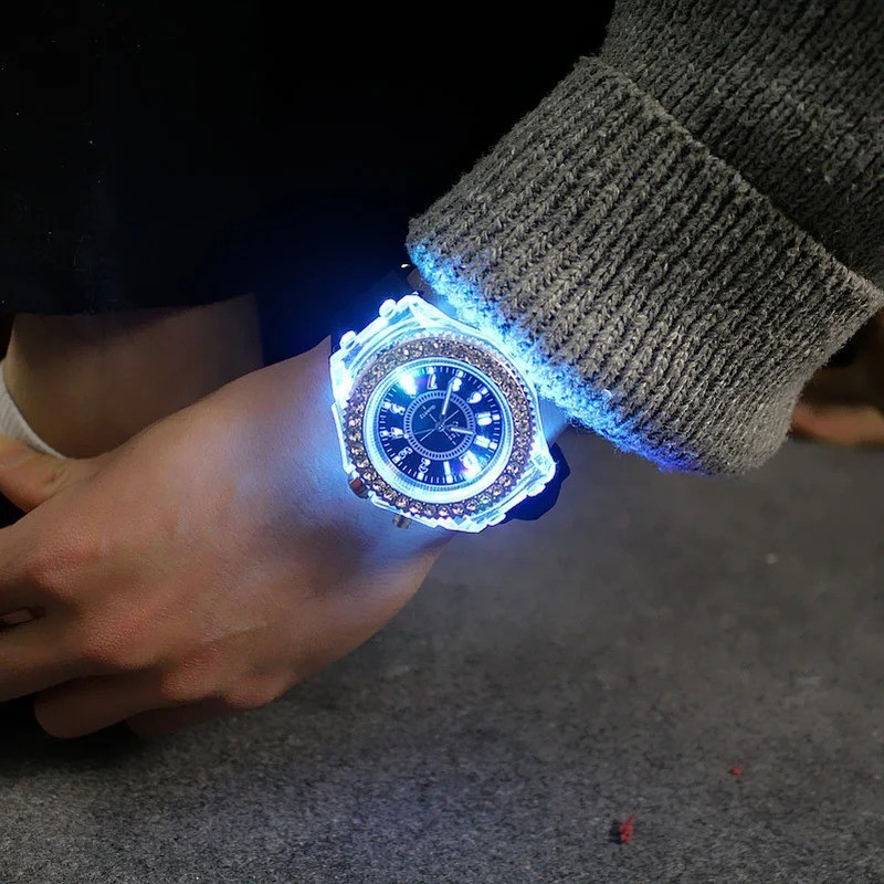 Light Flash Luminous Watches Women Men Boys Girls Silicone Wrist Watch