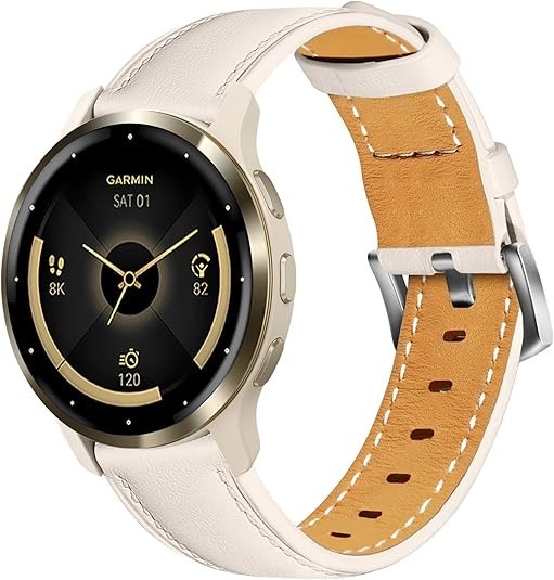 18mm Leather Watch Band Compatible with Garmin Venu 3S 41mm/Venu 2S/Vivoactiv…