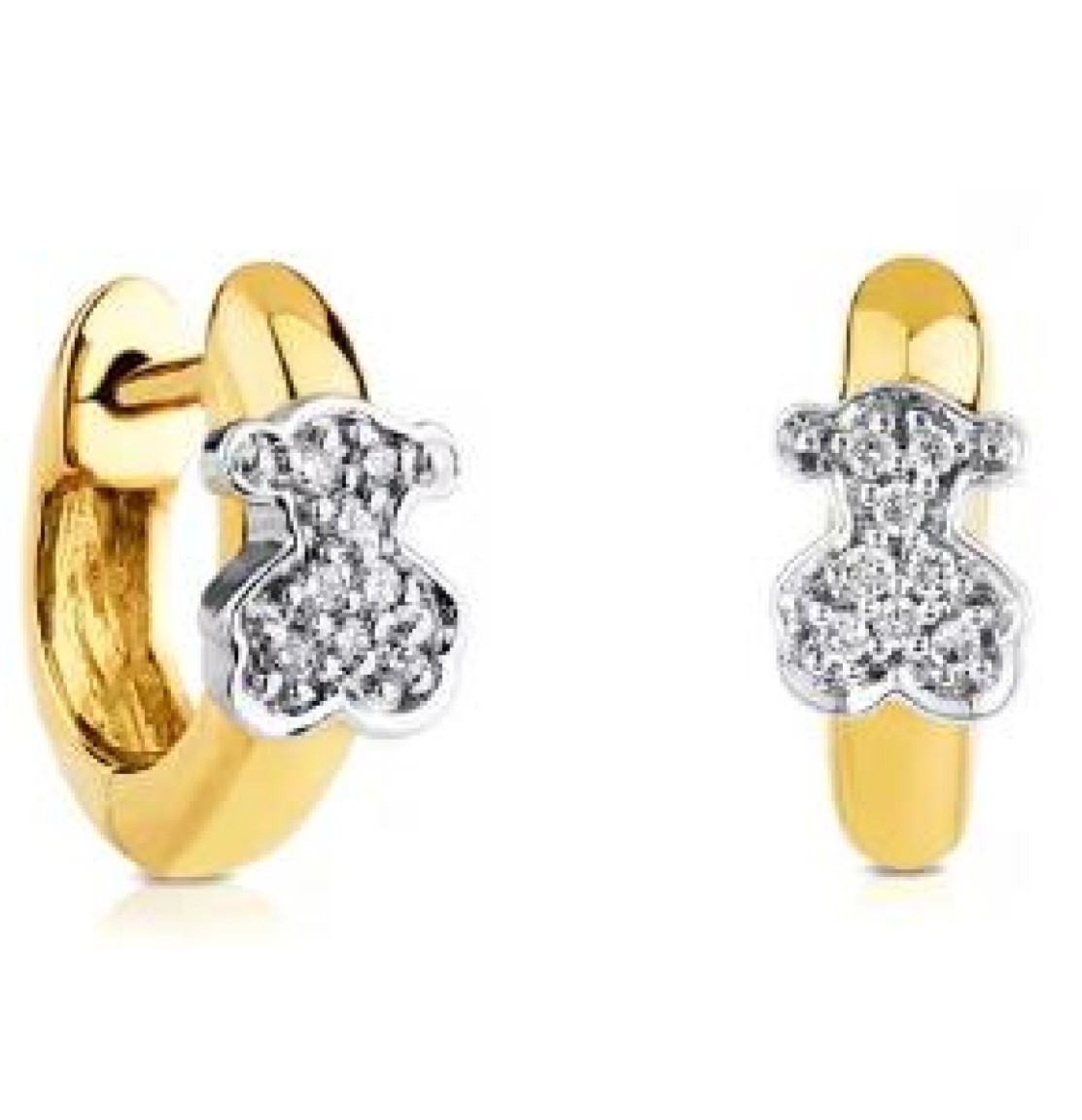 🧡💛💫EARRINGS HOOPS TOUS S925 VERMEIL WITH RINESTONE BEAR
