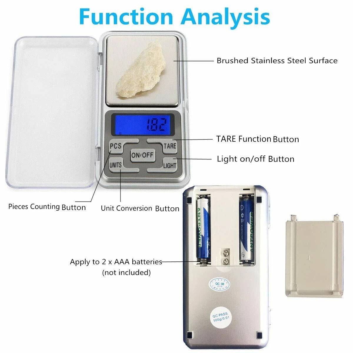Portable 200g x 0.01g Mini Digital Scale Jewelry Pocket Balance Weight Gram LCD
