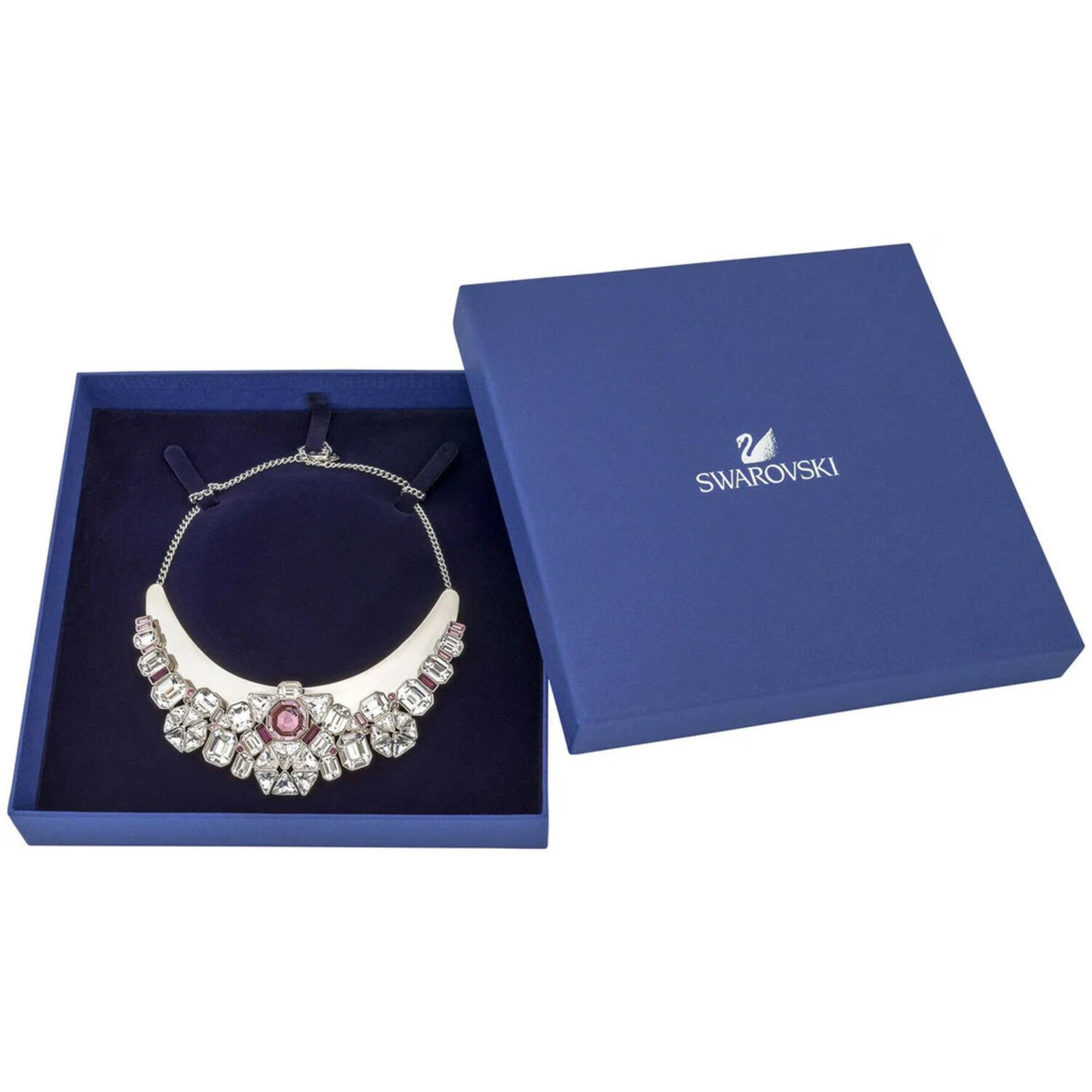 Swarovski Women’s Necklace Diana Palladium Plated with Multi-Stone Bib 5141353