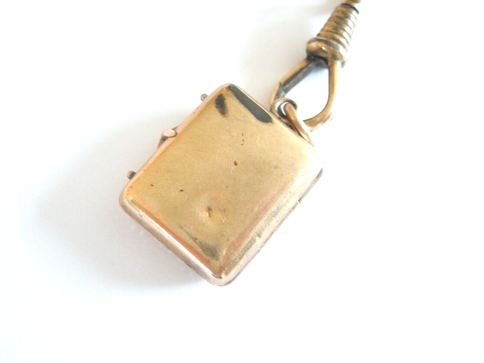 Old Gilded Hinge Watch Chain With Photo Medallion, Pendant 21.9 G/Approx. 28 Cm