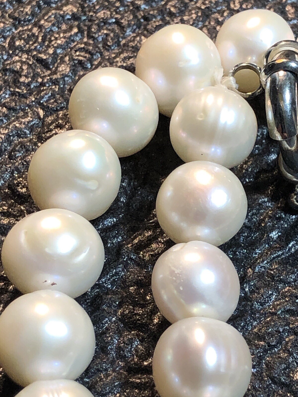Estate 16” 8.7mm-10mm Pearl Necklace Nacre Creamy,Pink Yellow Hues Weight 44.54g
