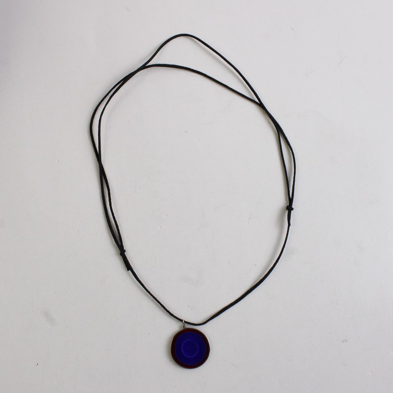 Unbranded Blue and Red Round Glass Pendant Necklace with Adjustable String