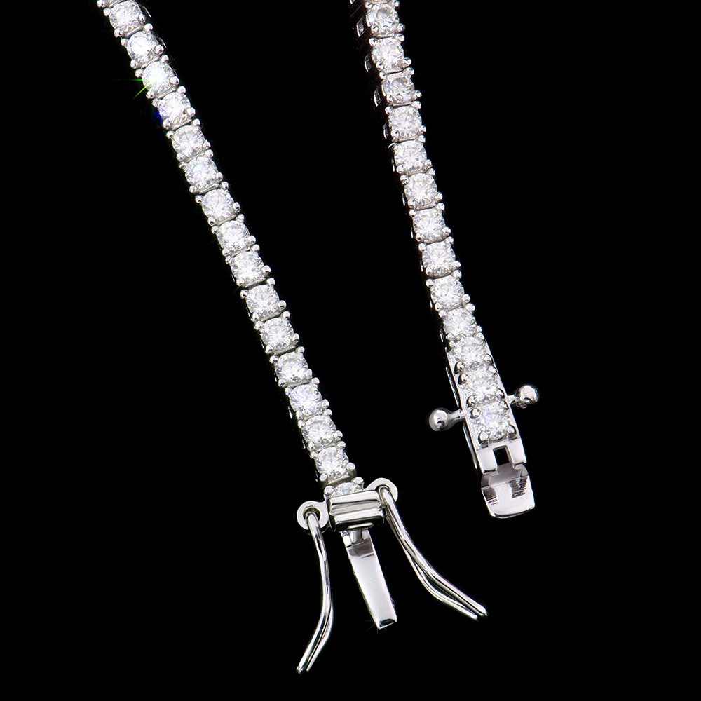 2mm Round Colourful Moissanite Tennis Chain 925 Sterling Silver Bracelet Women