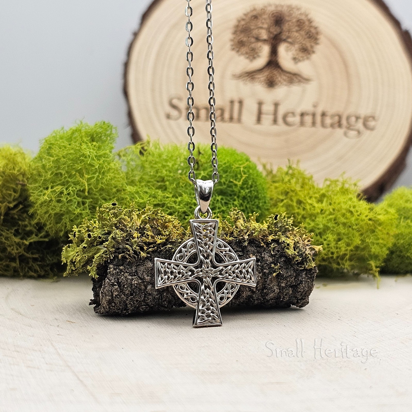 Small Celtic Cross Necklace 925 Sterling Silver Cross Pendant Small Heritage