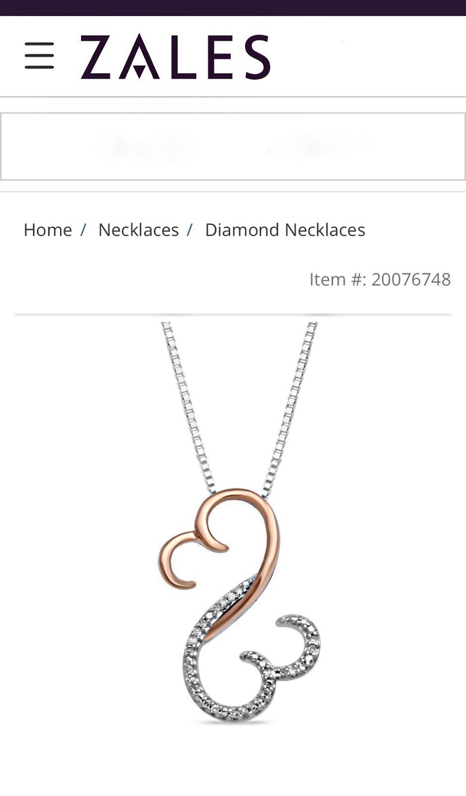 Jane Seymour Open Hearts Diamond Sterling silver, 10K Rose Gold Necklace MRP$199