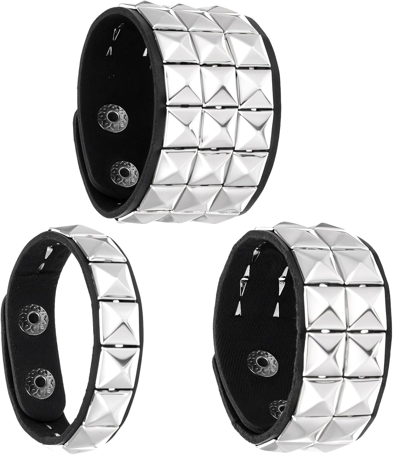 3PCS Studded Bracelet, Leather Bracelet for Men Women, Goth Studded Arm Band