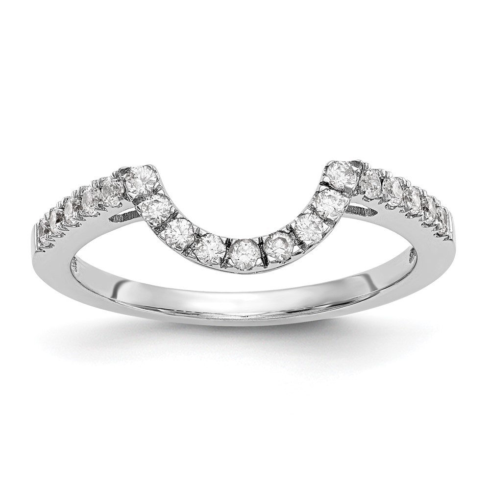 14K White Gold 1/5 carat Round Cut Diamond Contoured Wedding Band Ring Size 7