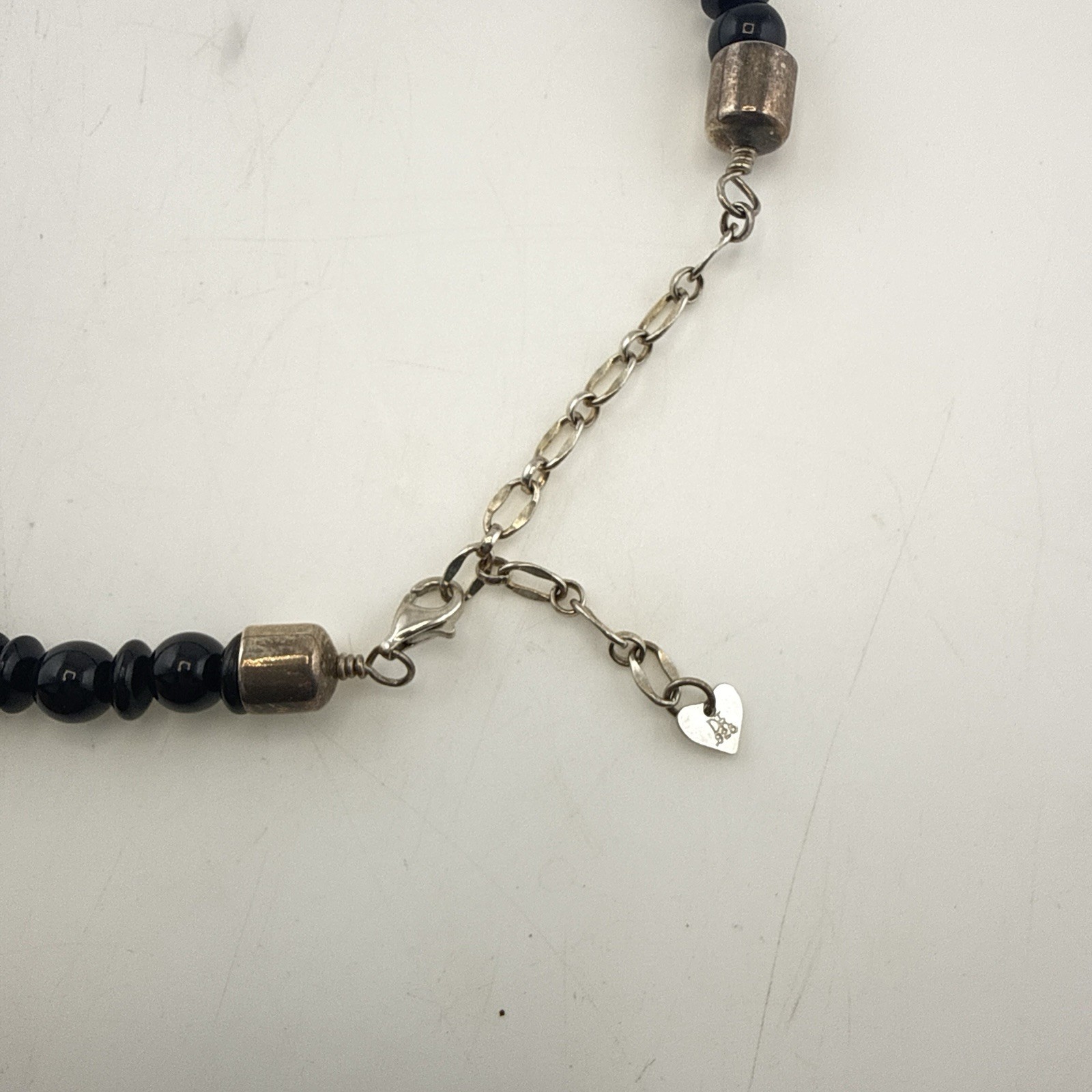 Jay King Necklace Black Onyx Polished Modern Tube Sterling Silver Beaded 925 DTR