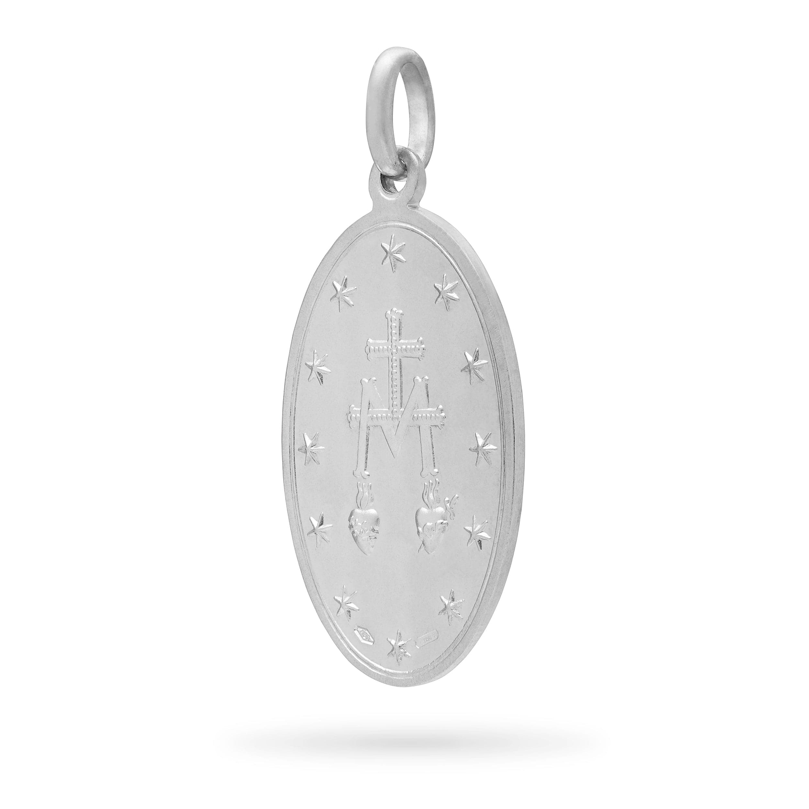 18k White Gold Miraculous Medal Virginmary Pendant Medallion Vatican by the Pope