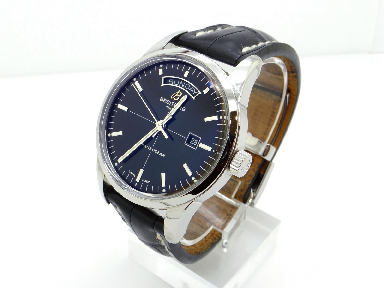Breitling Transocean Steel Day Date 43mm Automatic Watch A45310 Box Papers