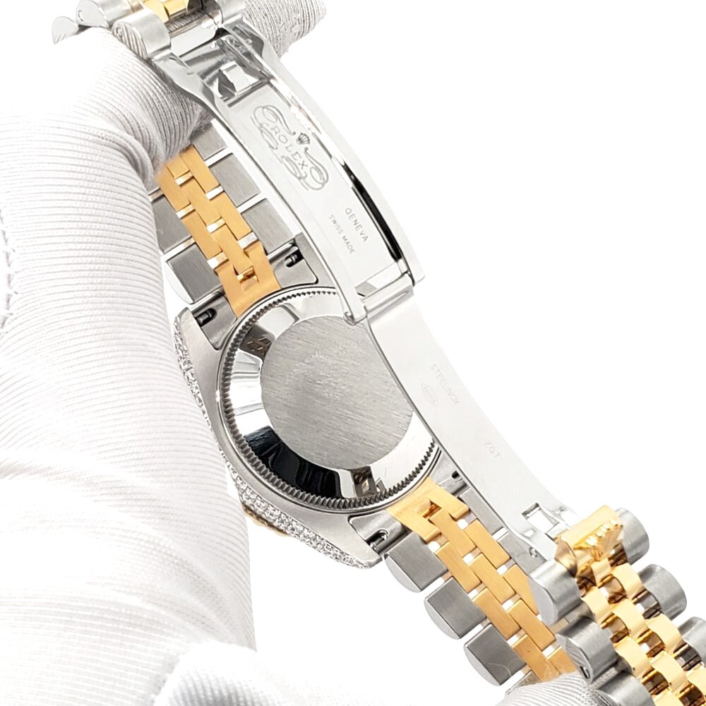 Rolex Datejust 31mm 2-Tone Champagne Floral Dial 4.4ct Diamond Bezel/Case Watch