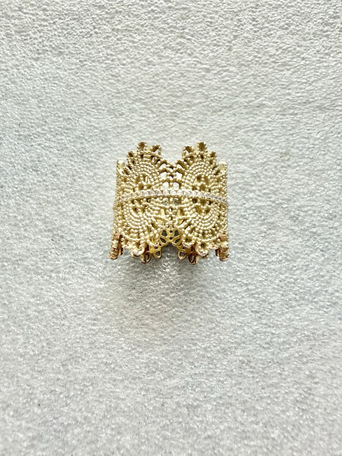 NADRI 925 Sterling Vermeil 19.7mm Wide Lace Sz7 Ring 8.86