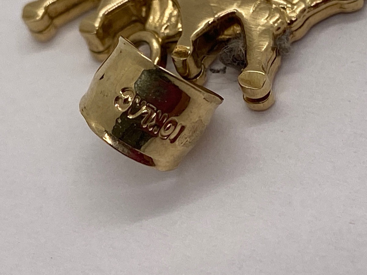 10K yellow Gold Lion Head Face Crown Leo Zodiac Pendant Charm 7.36G (TDW035268)