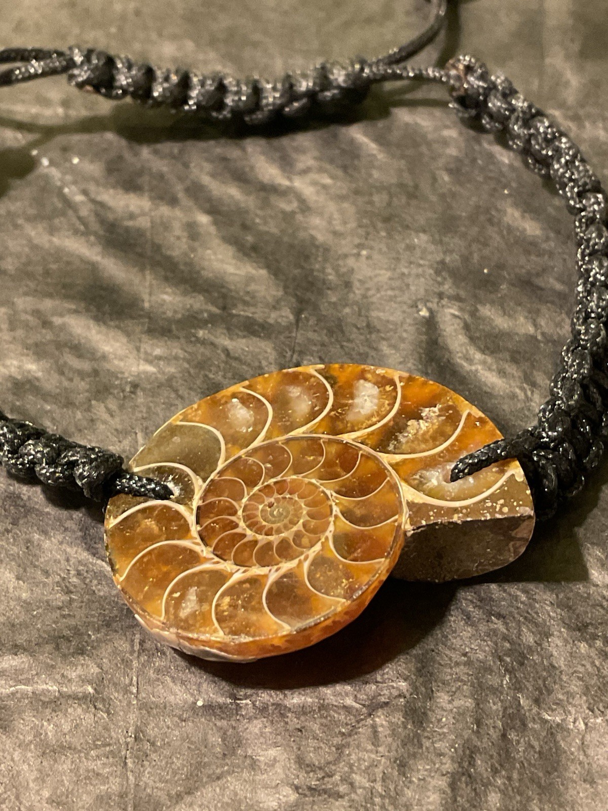 Ammonite Fossil Cord Bracelet