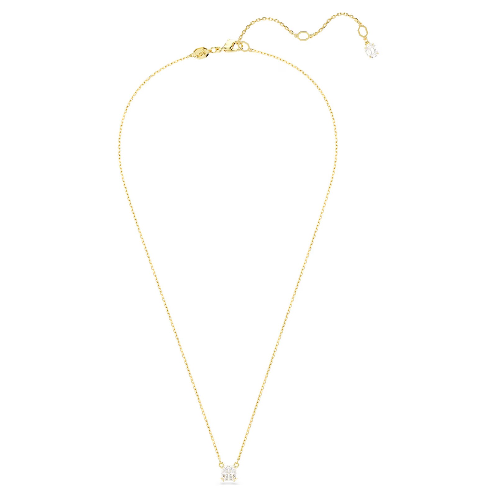 Swarovski Zirconia Stilla Pendant, Square Cut, White, Gold Tone Plated 5693153