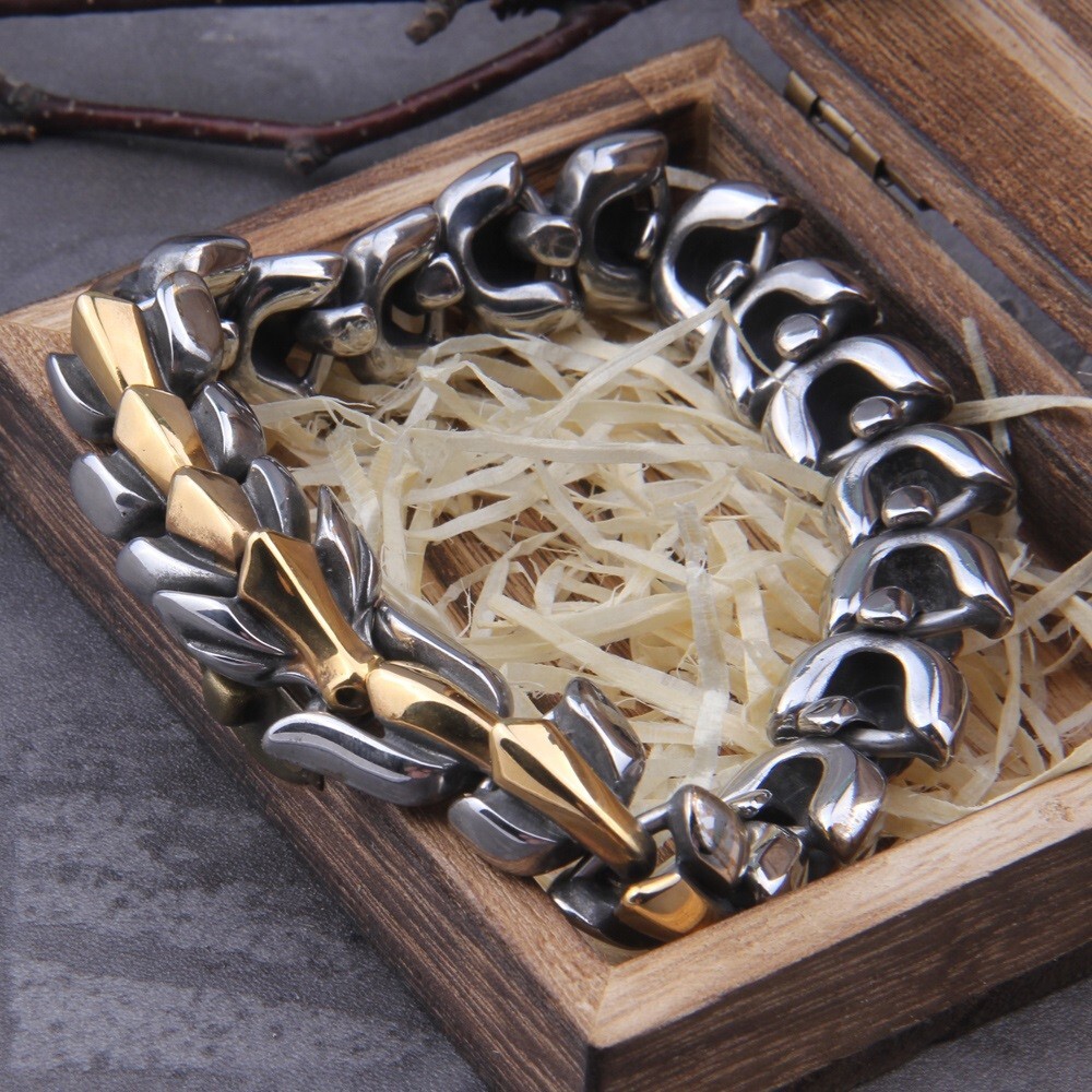 Viking Bracelet Ouroboros Vintage Punk Stainless Steel Fashion Jewelry For Mens