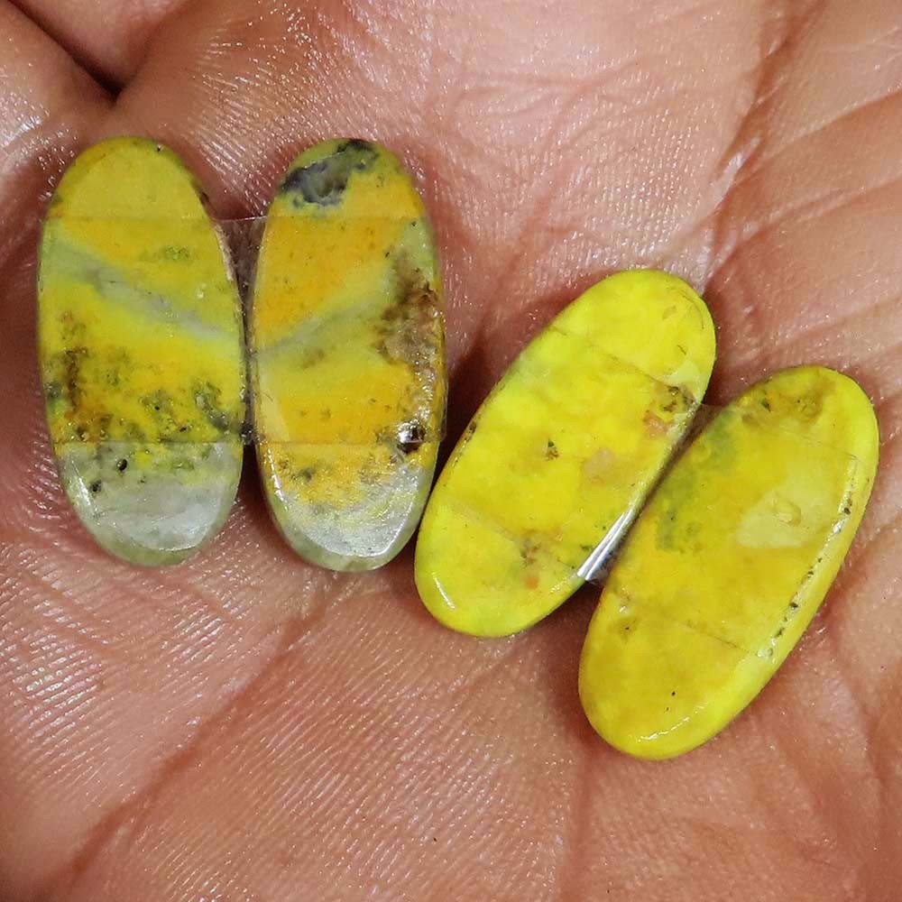 Natural Bumble Bee Jasper Pair Oval Cabochon 40.55 Ct ~2 Pair Lot Gemstone UP40