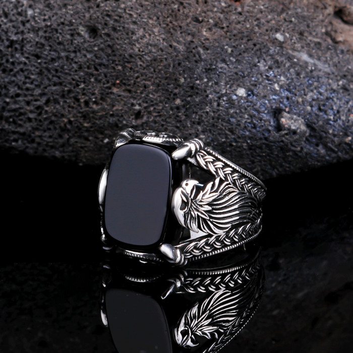 925 Sterling Silver Handmade Natural Black Onyx Gemstone Men’s Fine Ring
