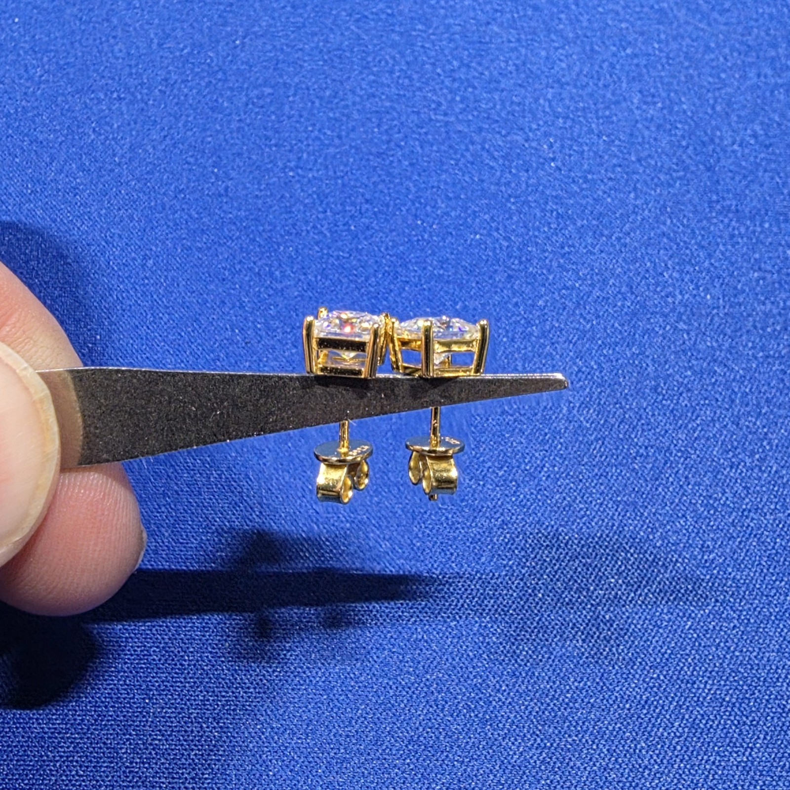 Moissanite Stud Earrings Princess Cut 925 Sterling Silver 1ct 2ct GRA Gold