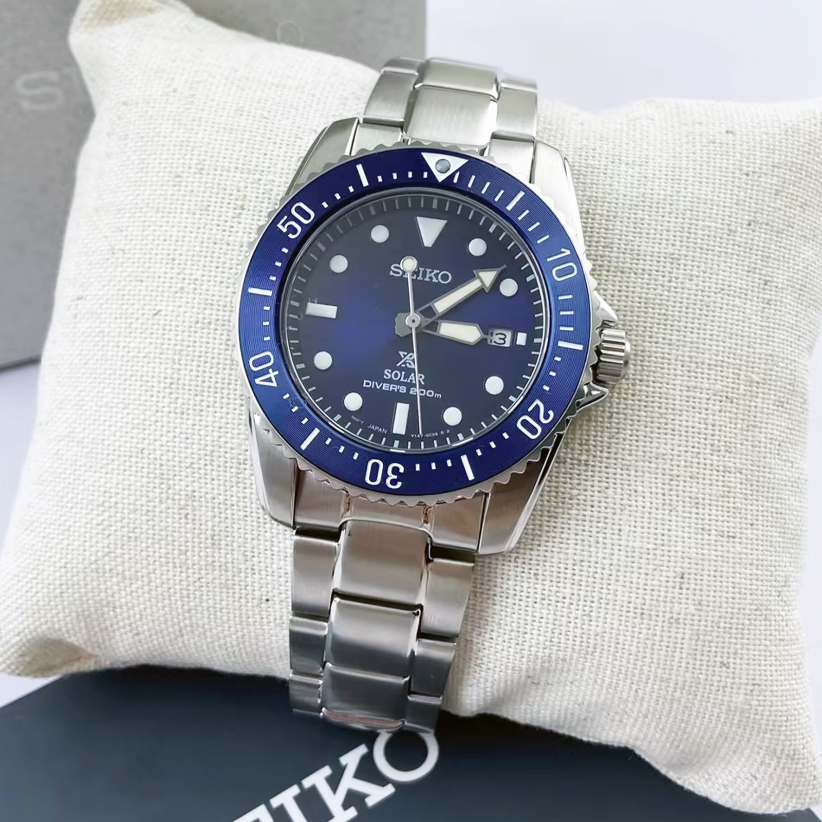 Seiko Prospex Sea Solar Power Blue Dial Men Stainless Steel SNE585 Watch 38.5mm