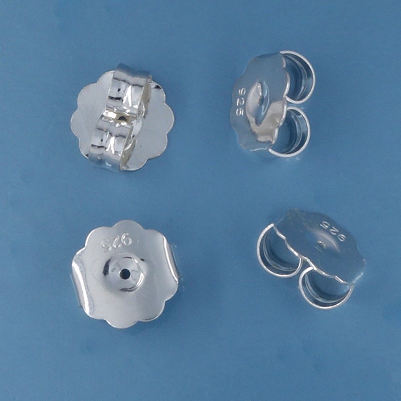 4 Sterling Silver Butterfly Earring Ear Backs / Clutches / Nuts ap. 9mm #33504