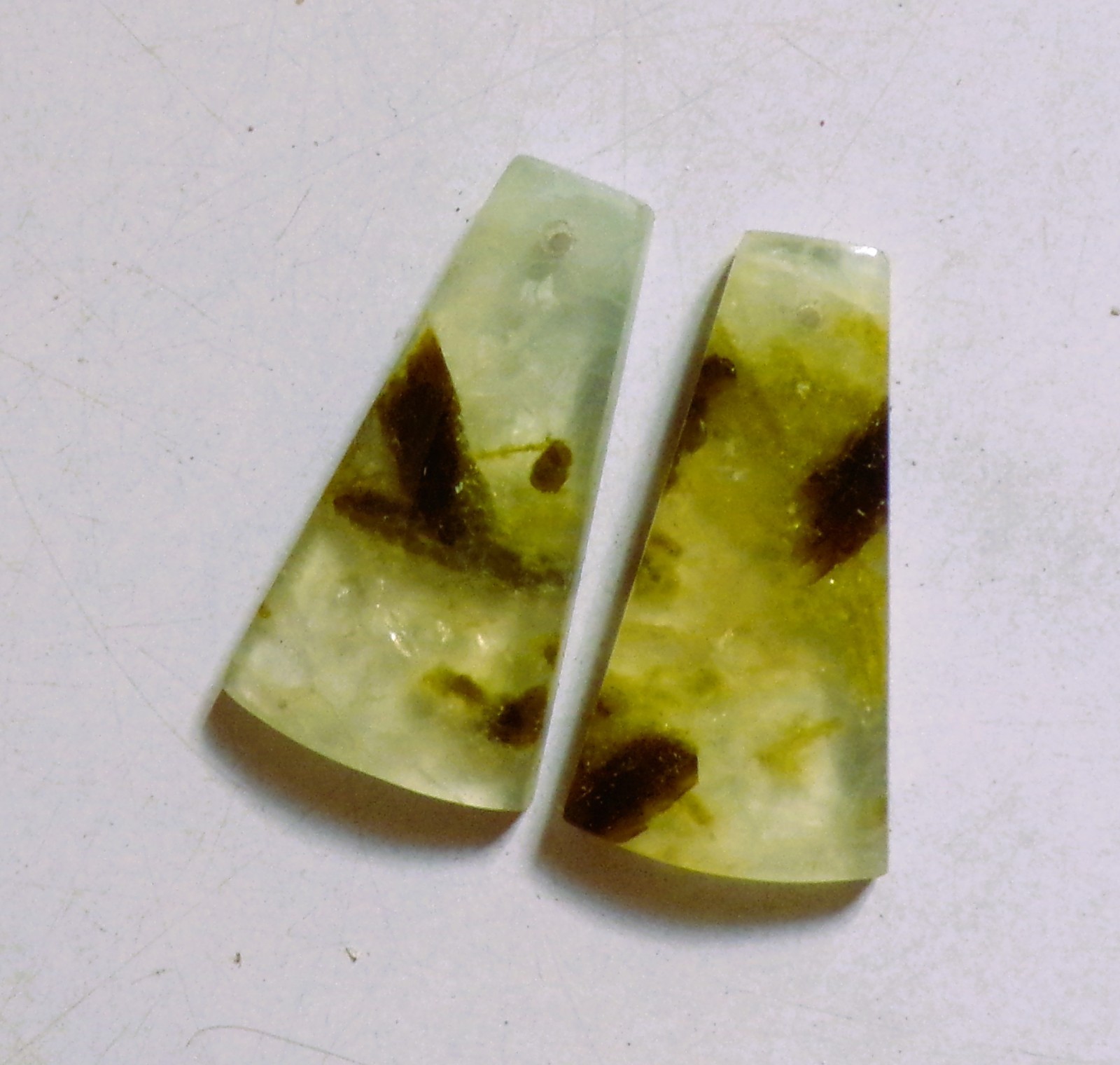 32.20 Cts Natural Prehnite Drilled Cabochon Match Pair Gemstone 29X15.2MM 12