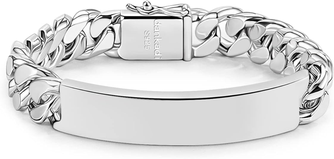 925 Silver 12mm Miami Cuban ID Bracelet Heavy Blank Bar