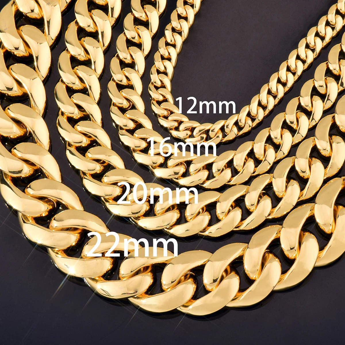Gold Color Cuban Link Chain Necklace Heavy Copper Hip Hop Box Clasp Unisex NEW