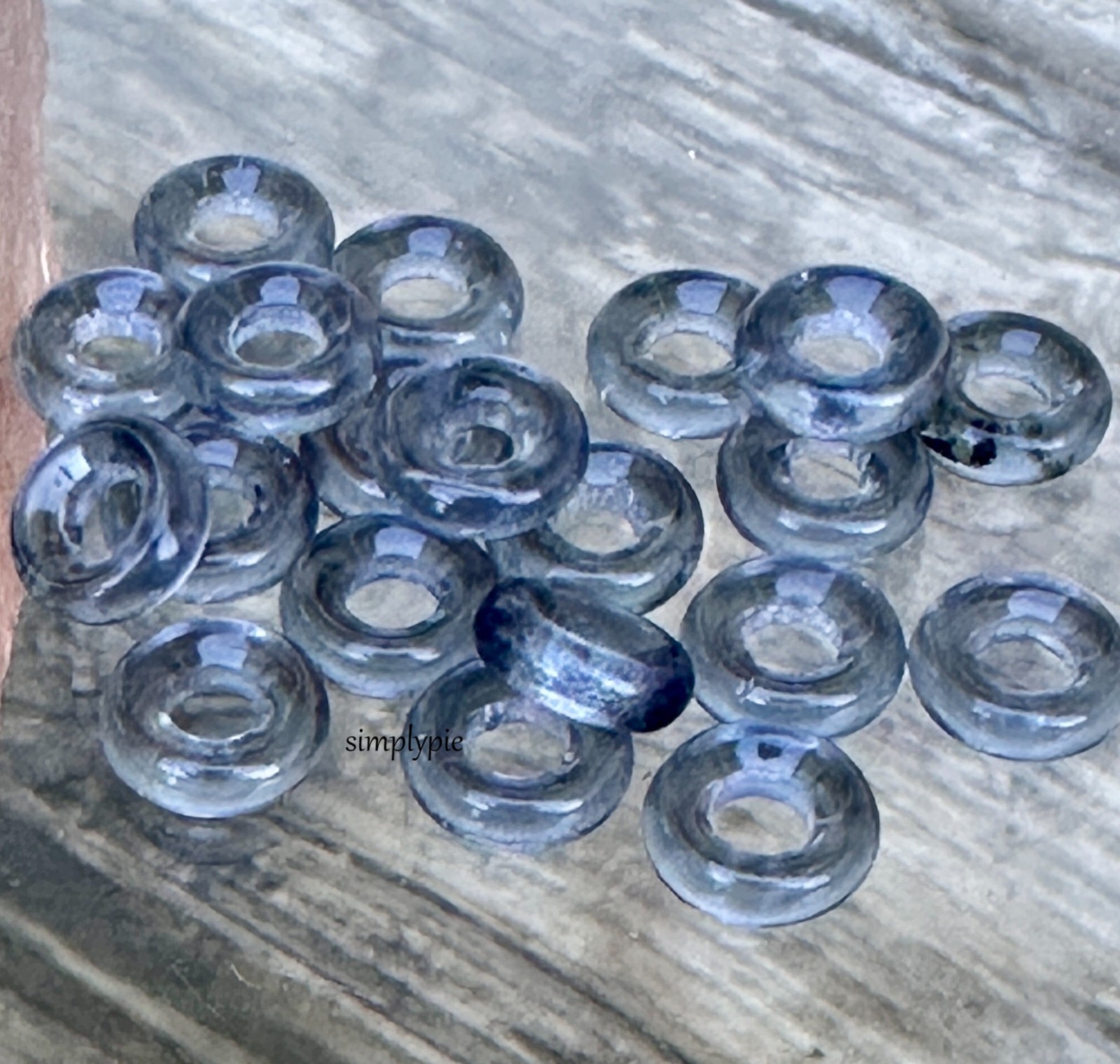 Gray Montana Donut Ring 9mm 20 Large Hole Rondelle Czech Glass Beads