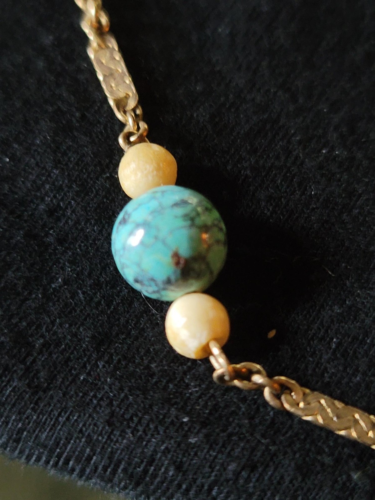 Vintage Elka 35 inch 17 gram 12K gold filled necklace with turquoise beads