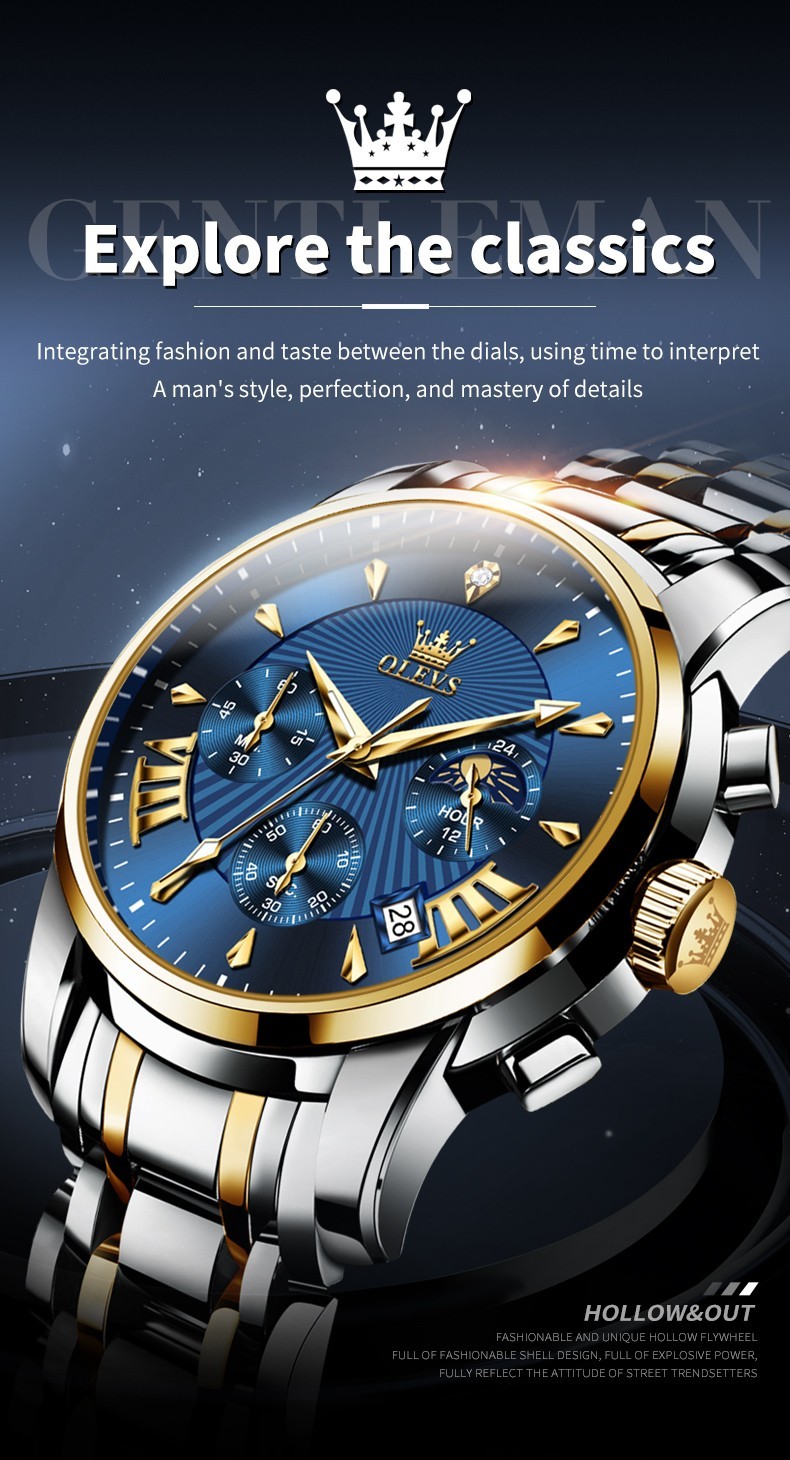 OLEVS 2892 Luminous Multifunctional Male Gift Top Quality Casual Quartz Watch